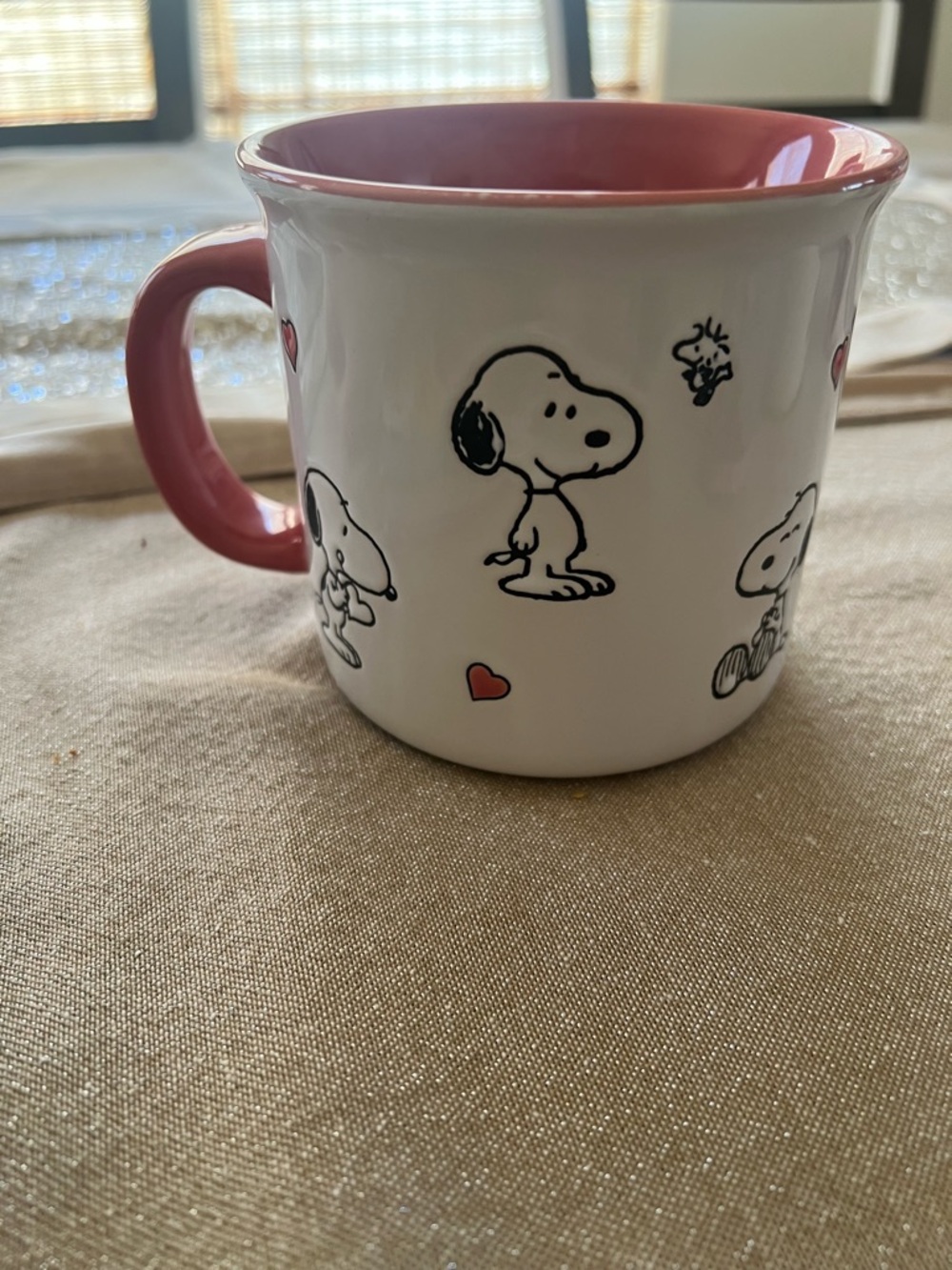 Pink & White Snoopy Ceramic Mug